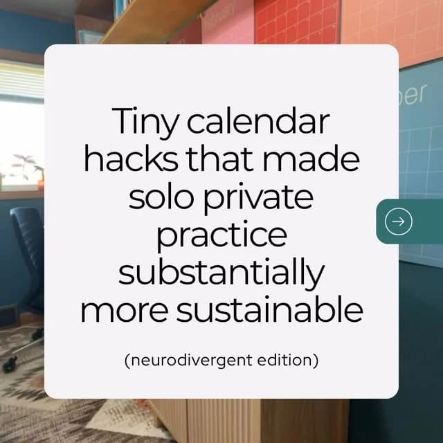 Dr. Erica Aten’s Instagram post about small calendar changes for a more sustainable private practice